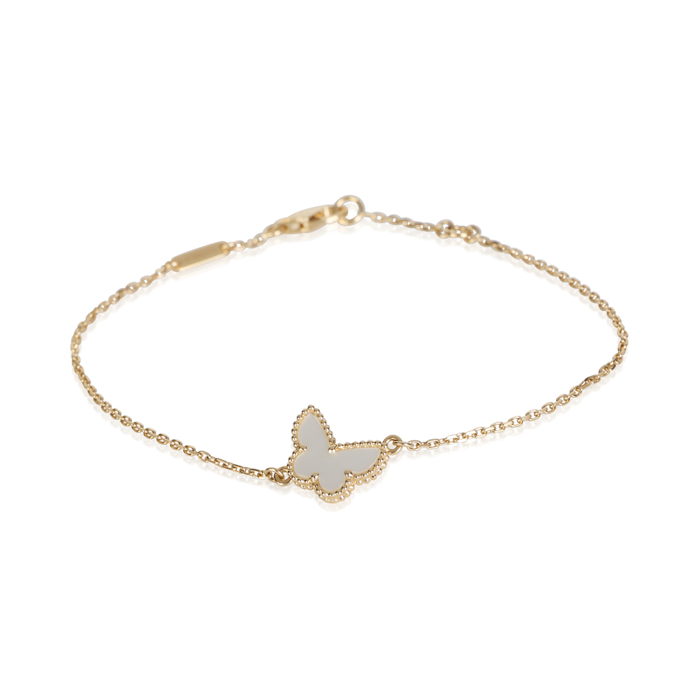 Van Cleef & Arpels Yellow Gold Mother Of Pearl Sweet Butterfly Bracelet